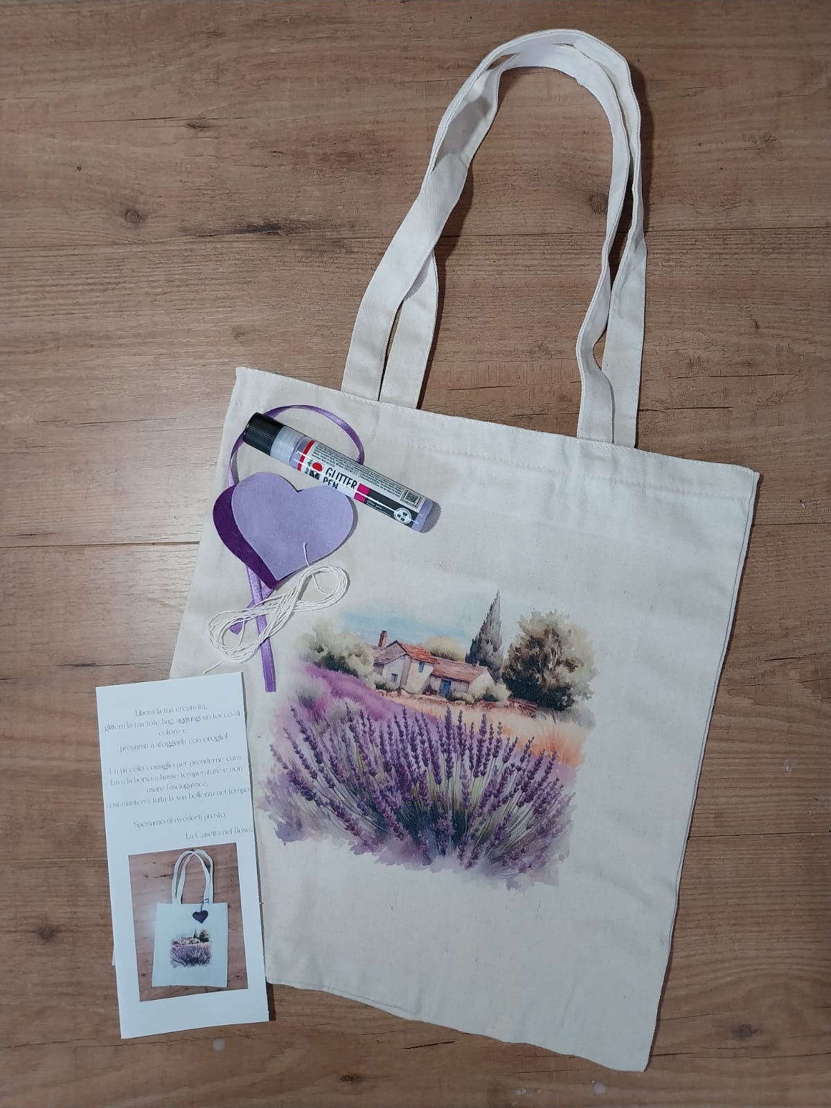 Kit borsa Tote Bag tema lavanda